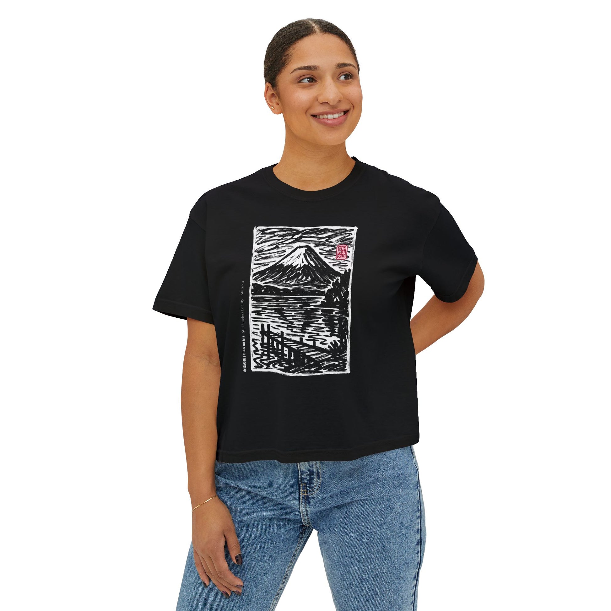 Women’s Boxy Tee – Mount Fuji Ukiyo-e Japanese Art | Legendmaster 3776