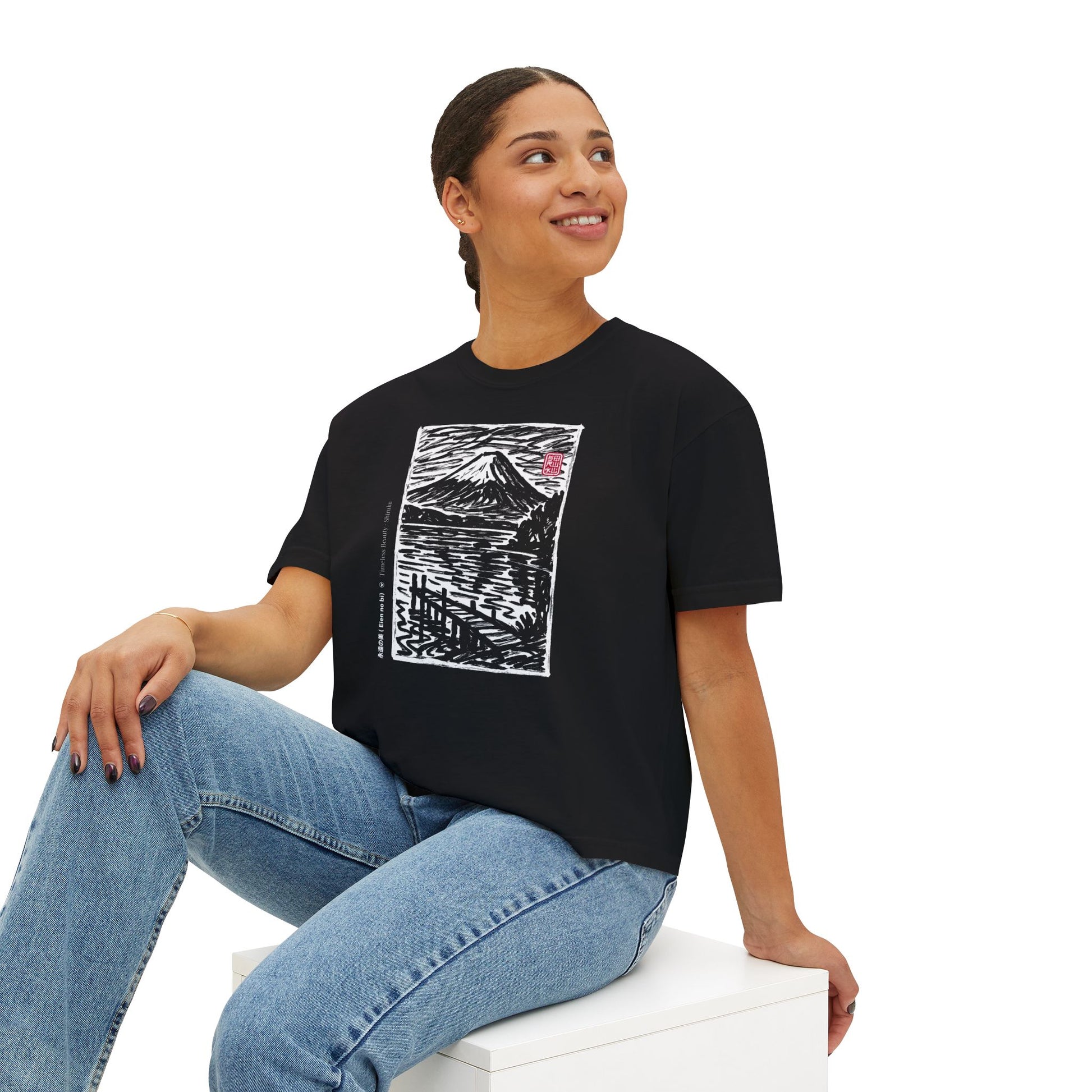 Women’s Boxy Tee – Mount Fuji Ukiyo-e Japanese Art | Legendmaster 3776
